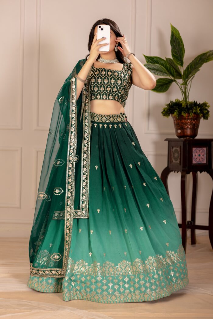 Elegance in Every Thread – Embrace the Grandeur of Green Simmer Silk