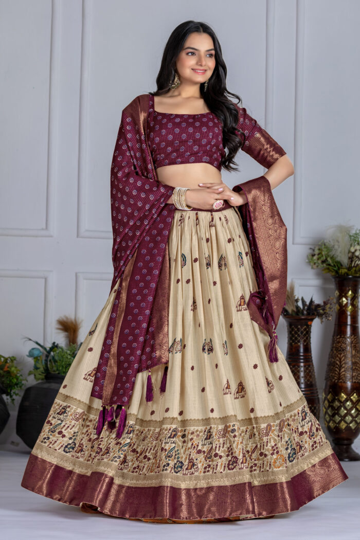 Timeless Glamour – Jacquard Lehenga with Dupatta