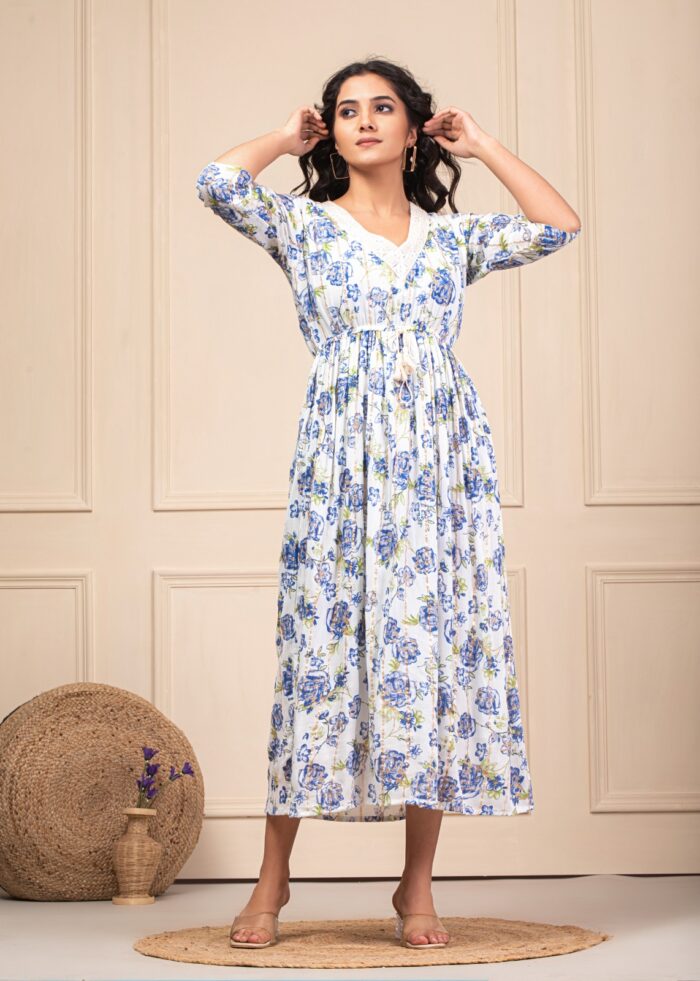 Women A-line Light Blue Above Knee & Mid Thigh Length Dress
