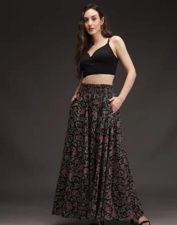 Designer trendy women viscose crepe flared plazoo