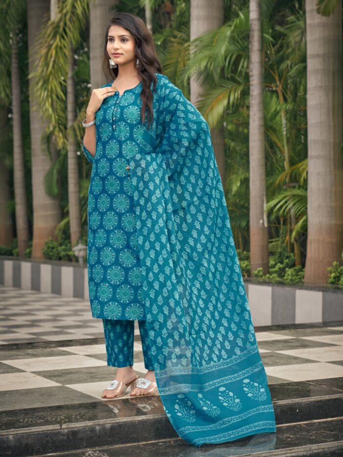 Teal Green Grace Rayon Kurta Bottom Dupatta Set