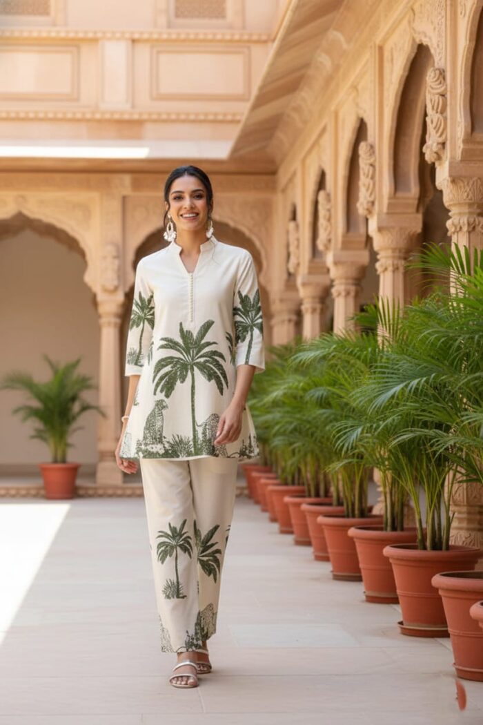 Palm Tree Printed Rayon Co-Ord Set