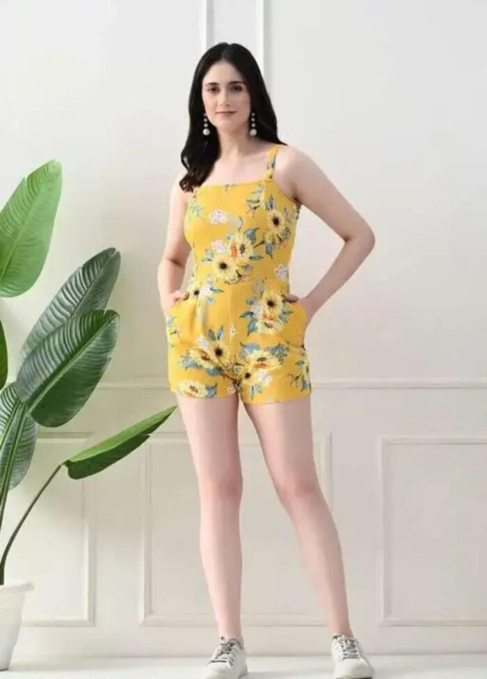 Floral Printed Cotton Blend Jumpsuit