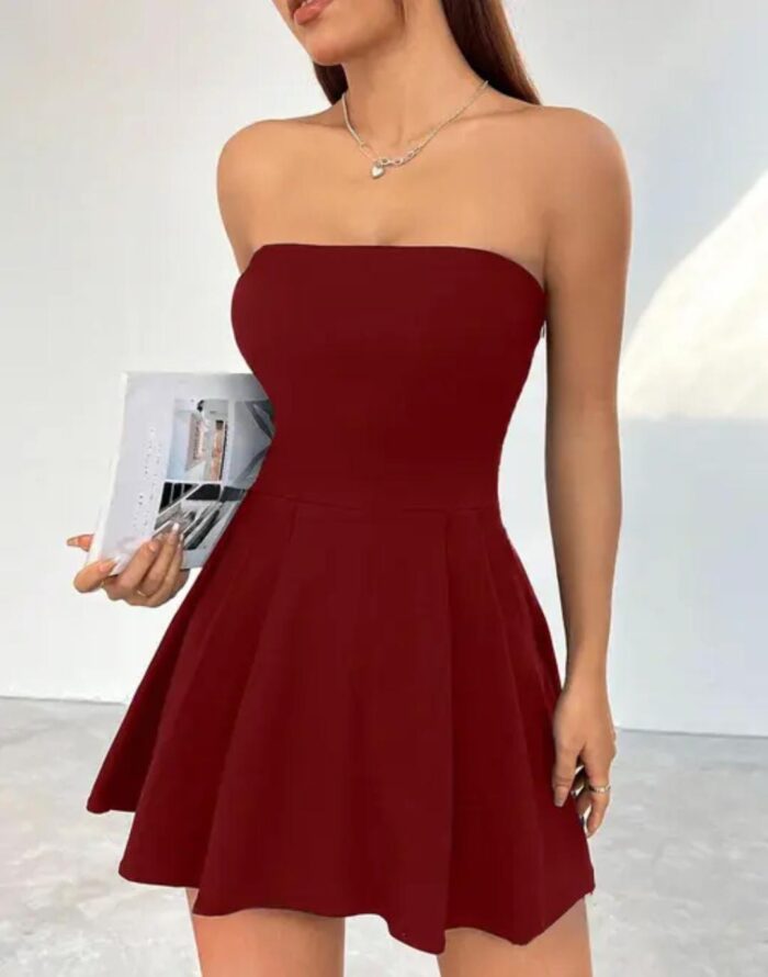 Women’s Red Strapless Skater Dress