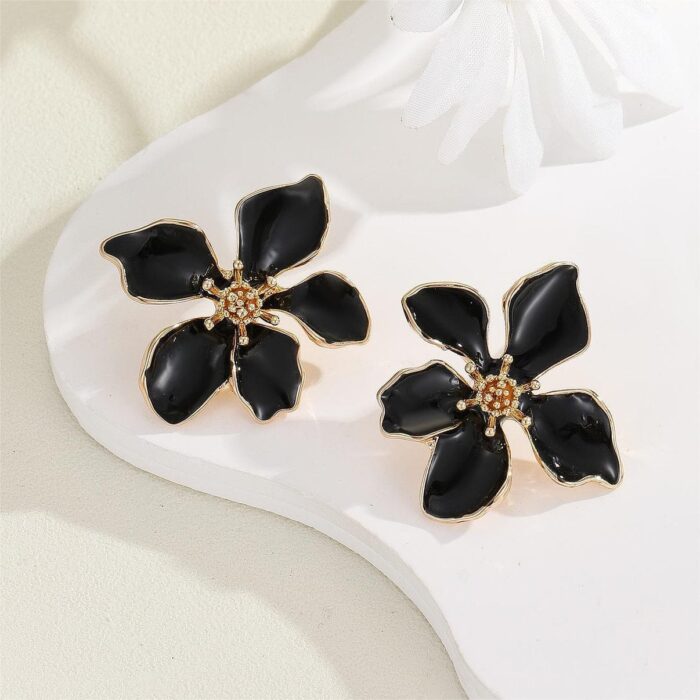 Oil-drop flower earrings
