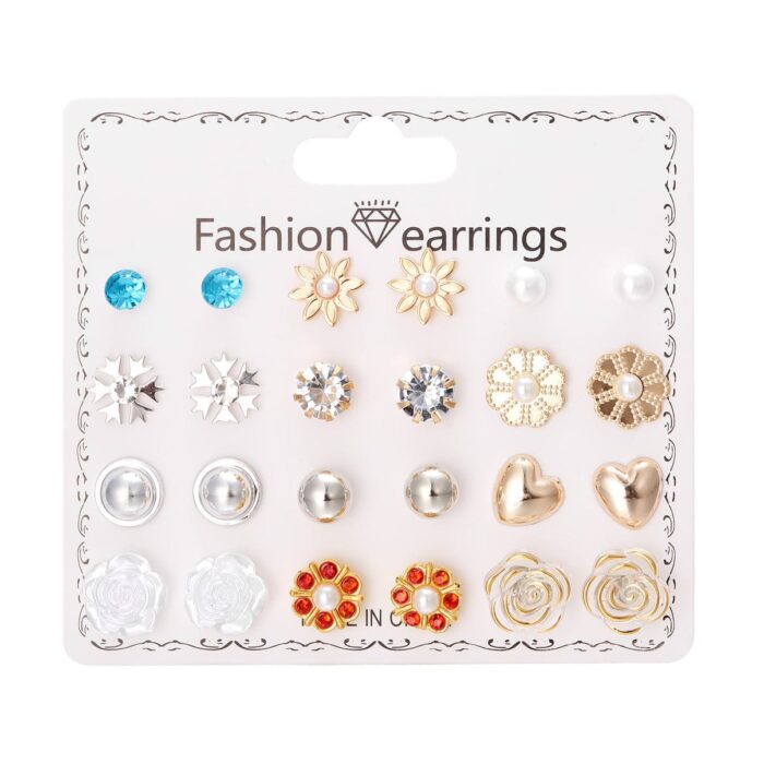 New monthly 12 pairs card-mounted earrings