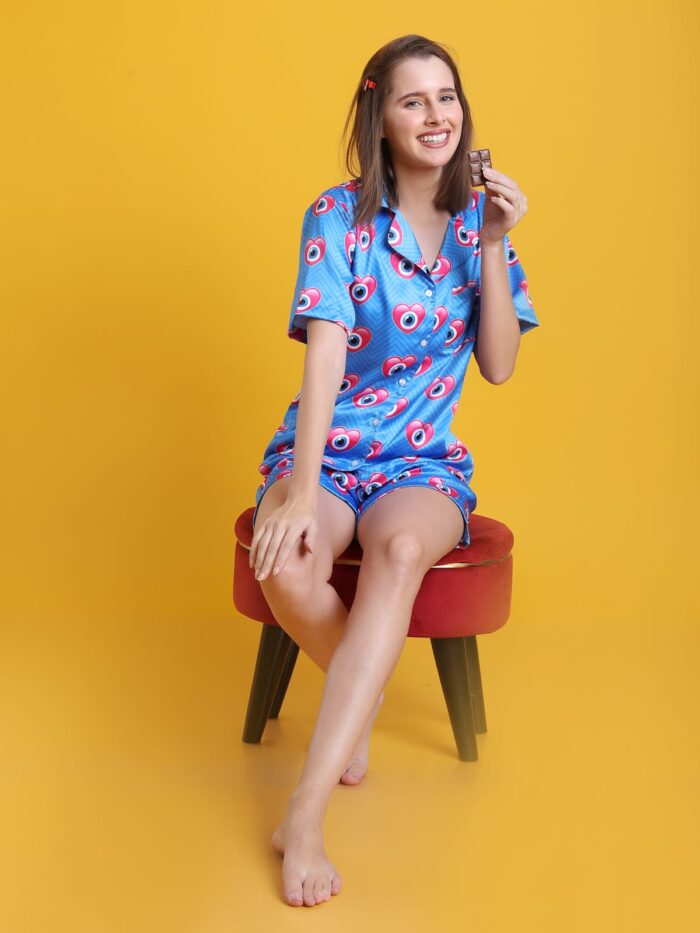 Sweet Heart Satin Night Co-ord Set