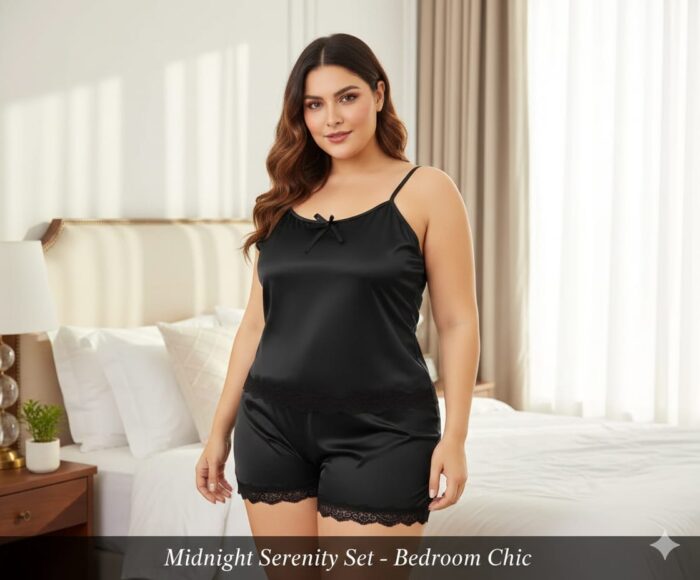 Midnight Serenity Satin Intimate Wear Set – Elegant Bedroom Chic