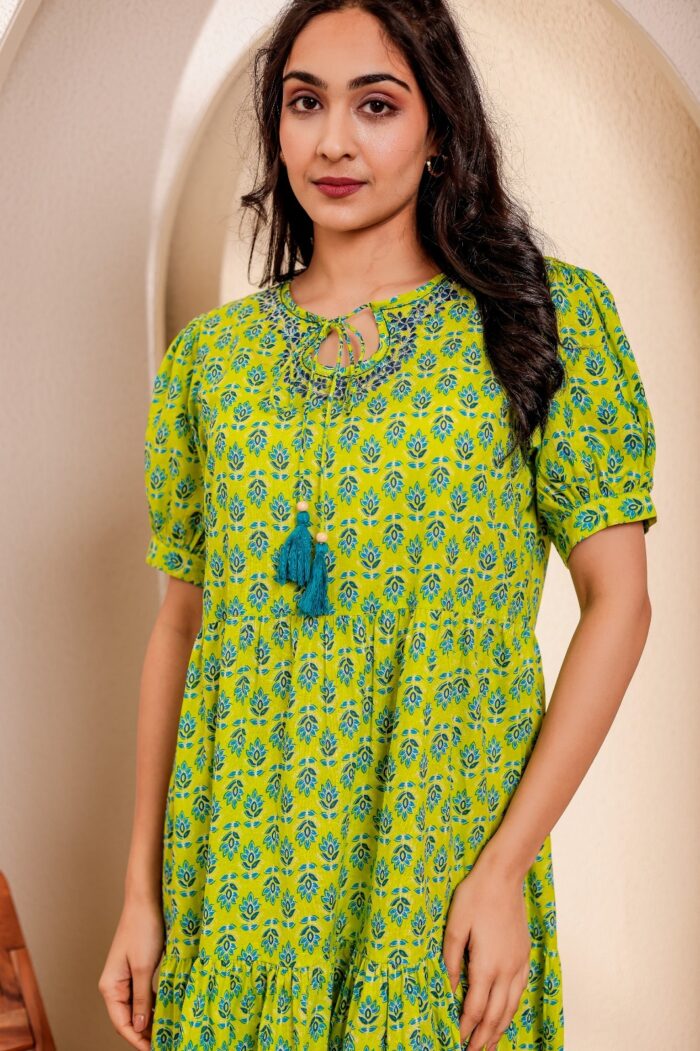 Summer Super Hit Satrangi New Design Launch Pure 60x60 Cotton Printed Tiered Long Outfit