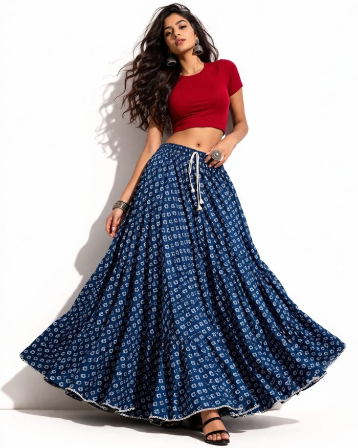 Stylish Printed Cotton Long Skirt for Women
